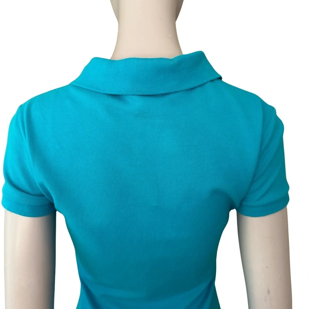 LACOSTE Pique Polo Shirt Stretch Cotton Turquoise Teal Blue Style# F811 Size 36 - Picture 9 of 16